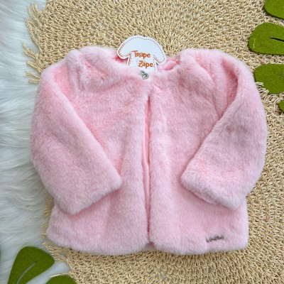 Casaco de Pelinho com Mini Coração - Rosa